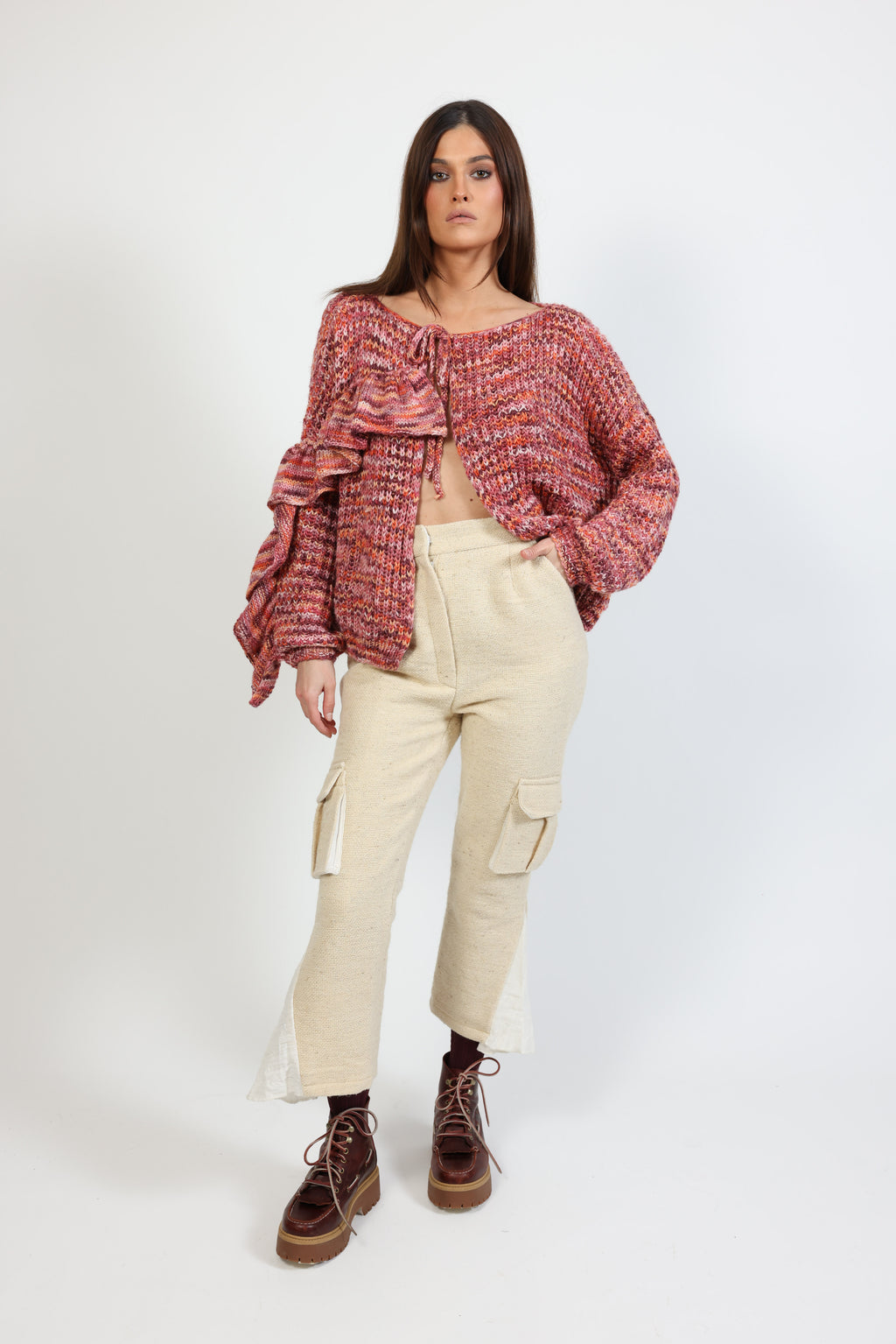 cardigan with ruffle