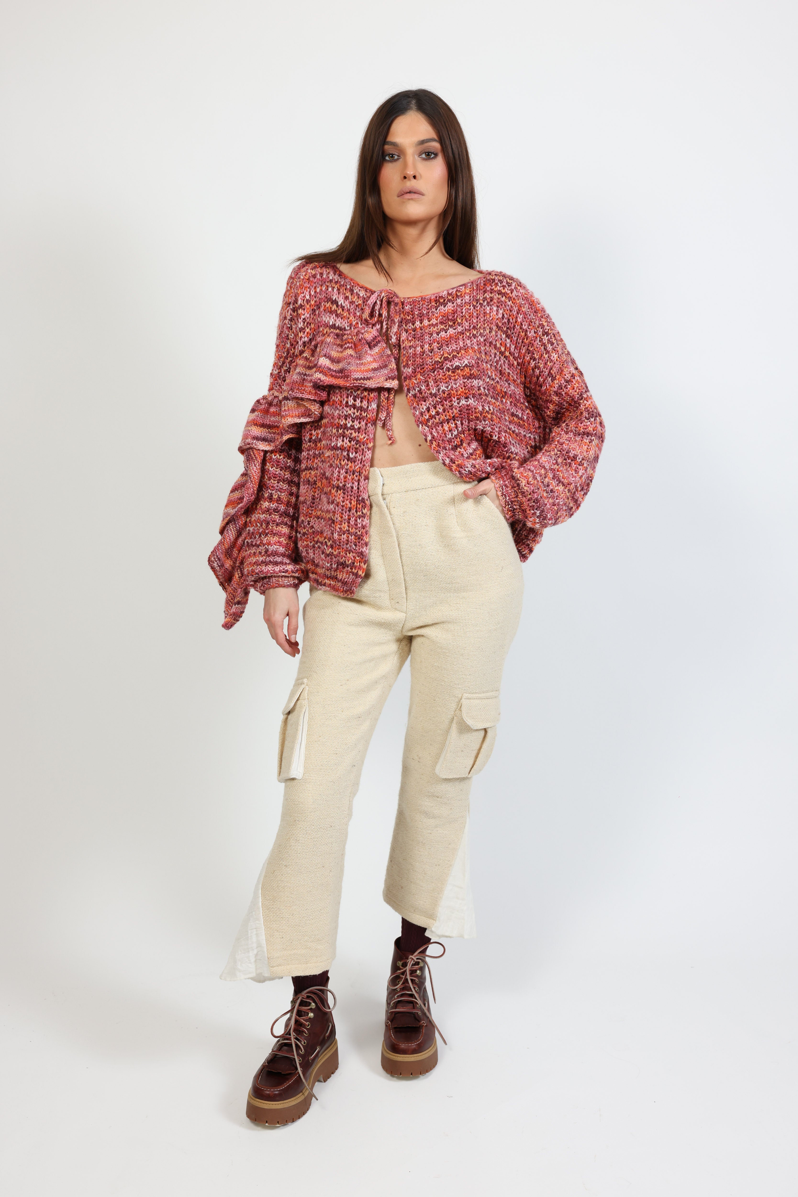 cardigan with ruffle