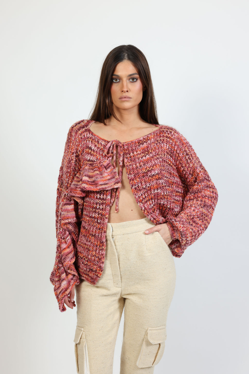 cardigan with ruffle