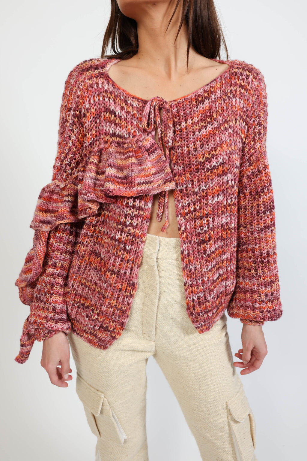 cardigan with ruffle